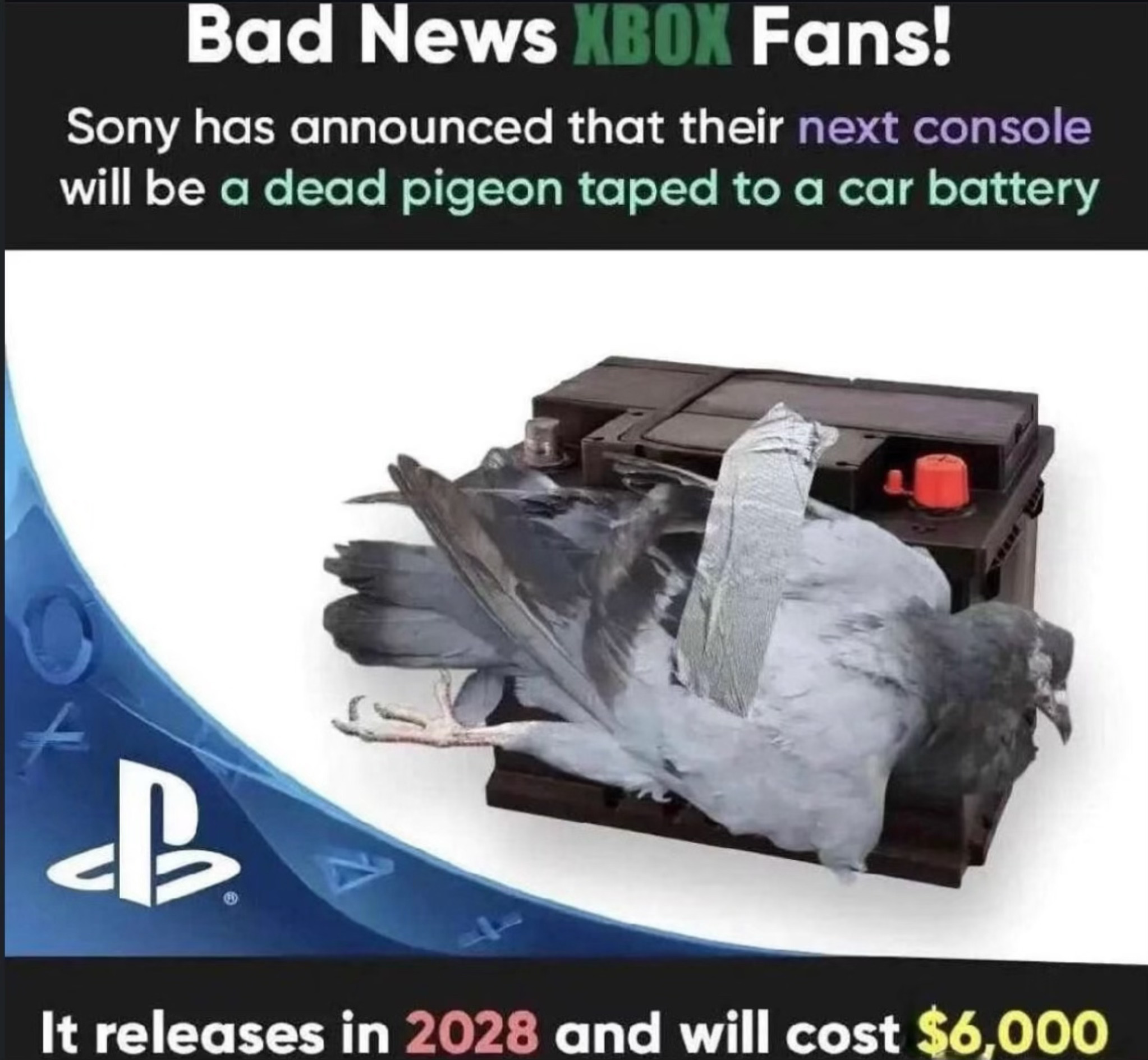 PS6 MEME Coin: Say goodbye to dead pigeon car batteries and welcome the future of gaming!'